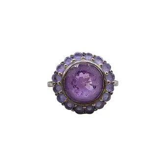 Anello in argento con ametista e tanzaniti