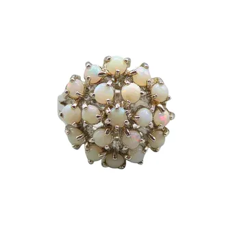 Kuppelformet opal-cluster ring i 925 sølv