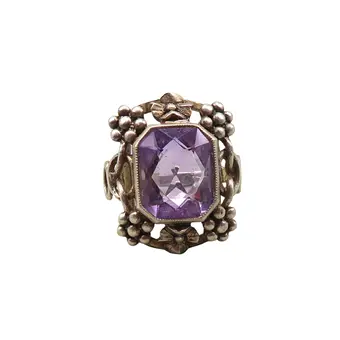 Anello antico in argento 925 con ametista