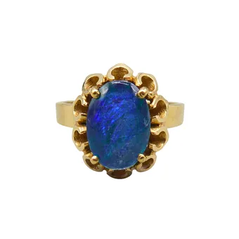 Ring af 375 guldbelagte med en opal