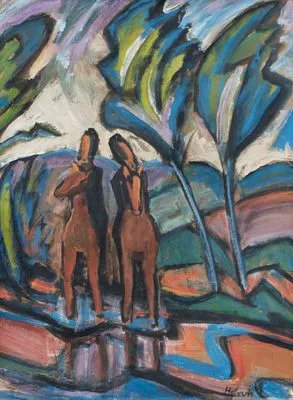 Macke, Helmuth: Parkta İki Atlı, 1914