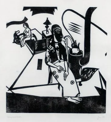 Campendonk, Heinrich: Belső tér (Nő a kályhánál)