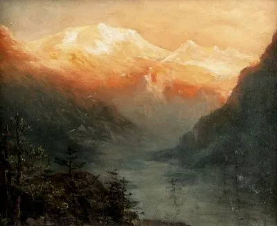 约1900年画家：阿尔卑斯山霞光