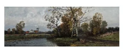 Jungblut, Johann: Paisaje con abedules