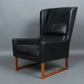RUDOLF BERND GLATZEL (1923-2005). Kill International için, kollu koltuk / Wing Back Chair, deri, 1960'lar.