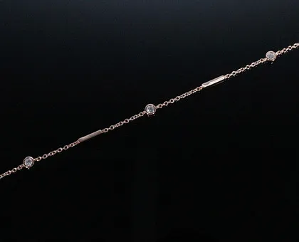 Meralin Jewelry. Pulsera con circonita, plata de ley 925, baño de oro rosado, Italia.