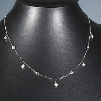 MERALIN JEWELRY。锆石项链，925纯银，意大利。