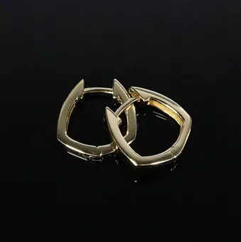 MERALIN JEWELRY。925纯银五边形耳环，镀金，意大利。