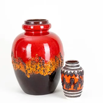 Scheurich,两只所谓 Lava 陶瓷花瓶,1960-1970 年代(2 只)。