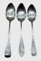 3把银勺800，均有刻字和日期，2把1922年，1把1932年，长约22厘米，共149克