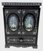 中国小首饰柜，漆器镶嵌珍珠母，全新原包装，1974年购入，从未使用，高32厘米，23x13厘米