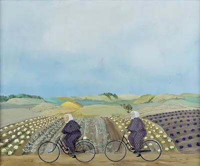 Pintor naíf de la segunda mitad del siglo XX: Dos ciclistas