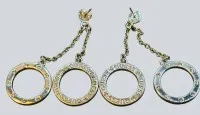 一对耳坠 "Guess Circle Lights" 型号 Jube 03161，不锈钢和透明水钻，缺少滑动扣，长6厘米，13,90克