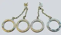 Par ørehængere "Guess Circle Lights" mod. Jube 03161, rustfrit stål og klare rhinsten, mangler skubbere, længde 6 cm, 13,90 g