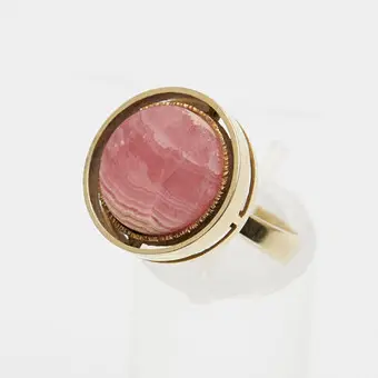 خاتم / خاتم ختم، ذهب أصفر عيار 585، رودوكروزيت "Inka Rose".