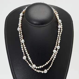 Collar, oro amarillo de 585, perlas keshi y barrocas.