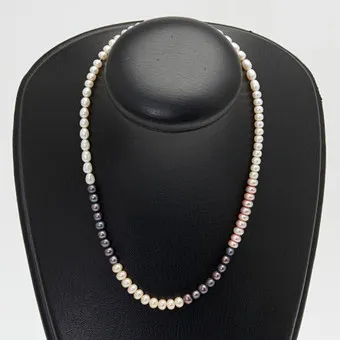 Collar, oro amarillo 585, perlas multicolor.