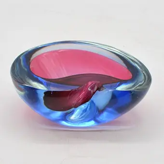 Flavio Poli. Murano-designskål, studioglas, Sommerso, Italien, ca. 1950