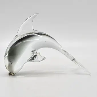 Franco Bottaro. Murano designerfigur, delfin, studioglas, sommerso, Italien, omkring 1970.
