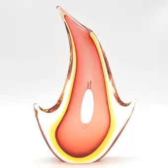 FLAVIO POLI. Murano designervase, studioglas, gennembrudt, sommerso, Italien, omkring 1950.