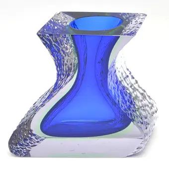 ALESSANDRO MANDRUZZATO. Murano designervase, studioglas, sommerso, struktureret overflade, Italien, omkring 1960.