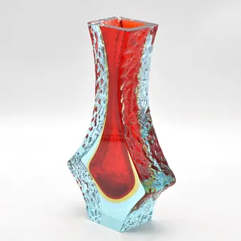 ALESSANDRO MANDRUZZATO。穆拉诺设计师花瓶，工作室玻璃，sommerso，结构表面，意大利，约1960年。