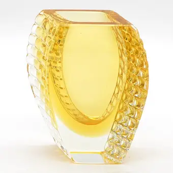 ALESSANDRO MANDRUZZATO. MURANO DESIGNERVASE, STUDIOGLAS, SOMMERSO, STRUKTUROVERFLADE, ITALIEN, OMKRING 1955.