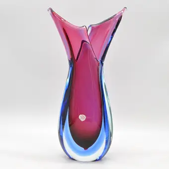 FLAVIO POLI. MURANO DESIGNERVASE, STUDIOGLAS, SOMMERSO, ITALIEN, OMKRING 1960.