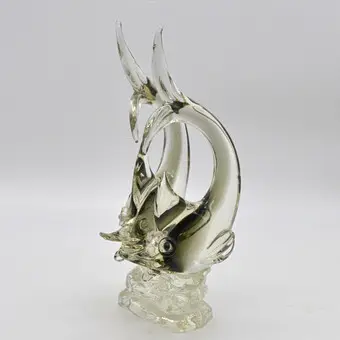 Murano glasskulptur, to fisk, studioglas, sommerso, Italien, omkring 1960.