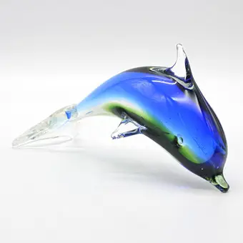Murano glasskulptur, delfin, studioglas, sommerso, Italien, omkring 1960