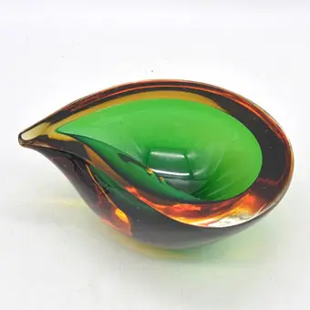 Flavio Poli. Murano-glas skål, studioglas, dråbeform, sommerso, Italien, ca. 1950.