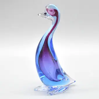 Archimede Seguso. Murano-glas skulptur, and, studioglas, sommerso, violet-blå-transparent, Italien, ca. 1950.