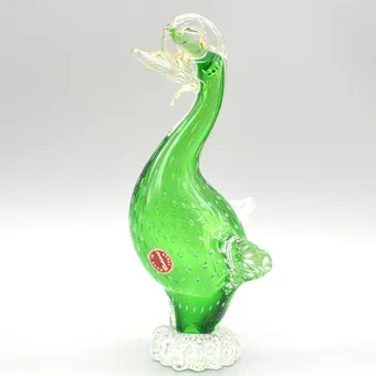 Archimede Seguso。穆拉诺玻璃雕塑，studioglas，空心吹制，Bullicante，意大利，约1950年，带工作室标签。