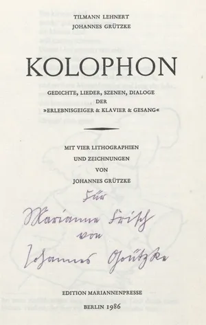 Ленерт, Тильманн и Грютцке, Йоханнес - илл. – Колофон