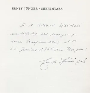 Jünger, Ernst – Serpentara. Zurich 1957. - First edition. - 275 signed copies