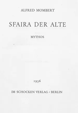 Mombert, Alfred – Sfaira der Alte