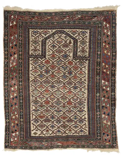 Tapis de prière du Daghestan à fond blanc