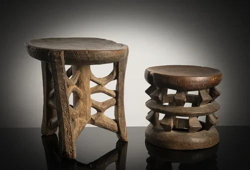 Two wooden stools
