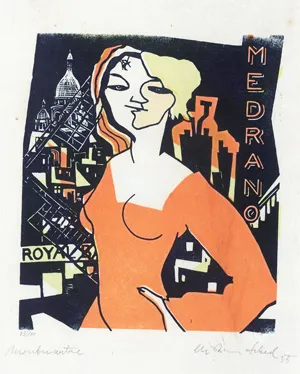 Schad, Christian – "Montmartre". Kleurenhoutsnede op Japans papier