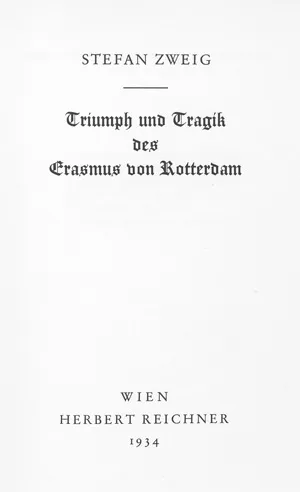 Zweig, Stefan – Triomphe et tragédie d'Érasme de Rotterdam