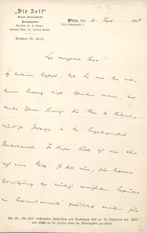 Bahr, Hermann – Brief an einen Kritiker. 1895