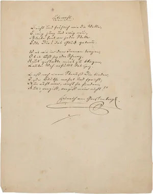 Gerstenberg, Heinrich Wilhelm von – Signiertes Gedicht-Manuskript