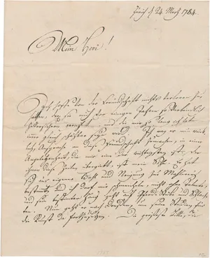 Gessner, Salomon – Brief an den Dresdener Maler Klengel. 1784