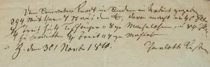 Kestner, Charlotte – Commande signée pour un tisserand. 1810