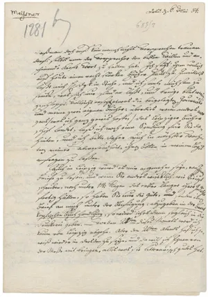 Meißner, August Gottlieb – List z Drezna do pisarza. 1784