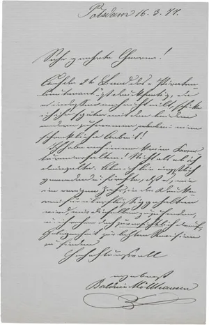 Möllhausen, Balduin – Brief an seinen Verleger. 1877