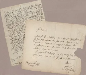 Müller, Karl Ludwig Methusalem – Dopis spisovateli + příloha. 1827
