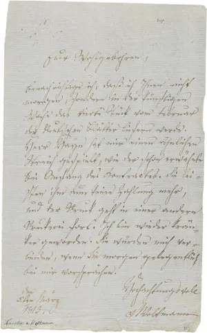 Woltmann, Karoline von – Dopis o dodání "Deutsche Blätter". 1813