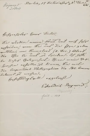 Du Bois-Reymond, Emil – Brief mit Einladung an einen Kollegen. 1866.