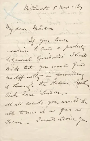 Cobden, Richard – List do Madame Schwabe. 1861